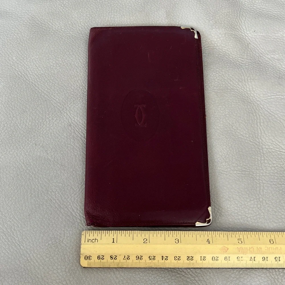 Cartier Burgundy Leather Bifold Wallet/Organizer